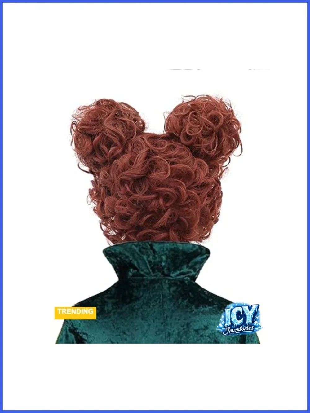 Red Brown Short Curly Cosplay Wig with Buns for Halloween Costume Women Heat